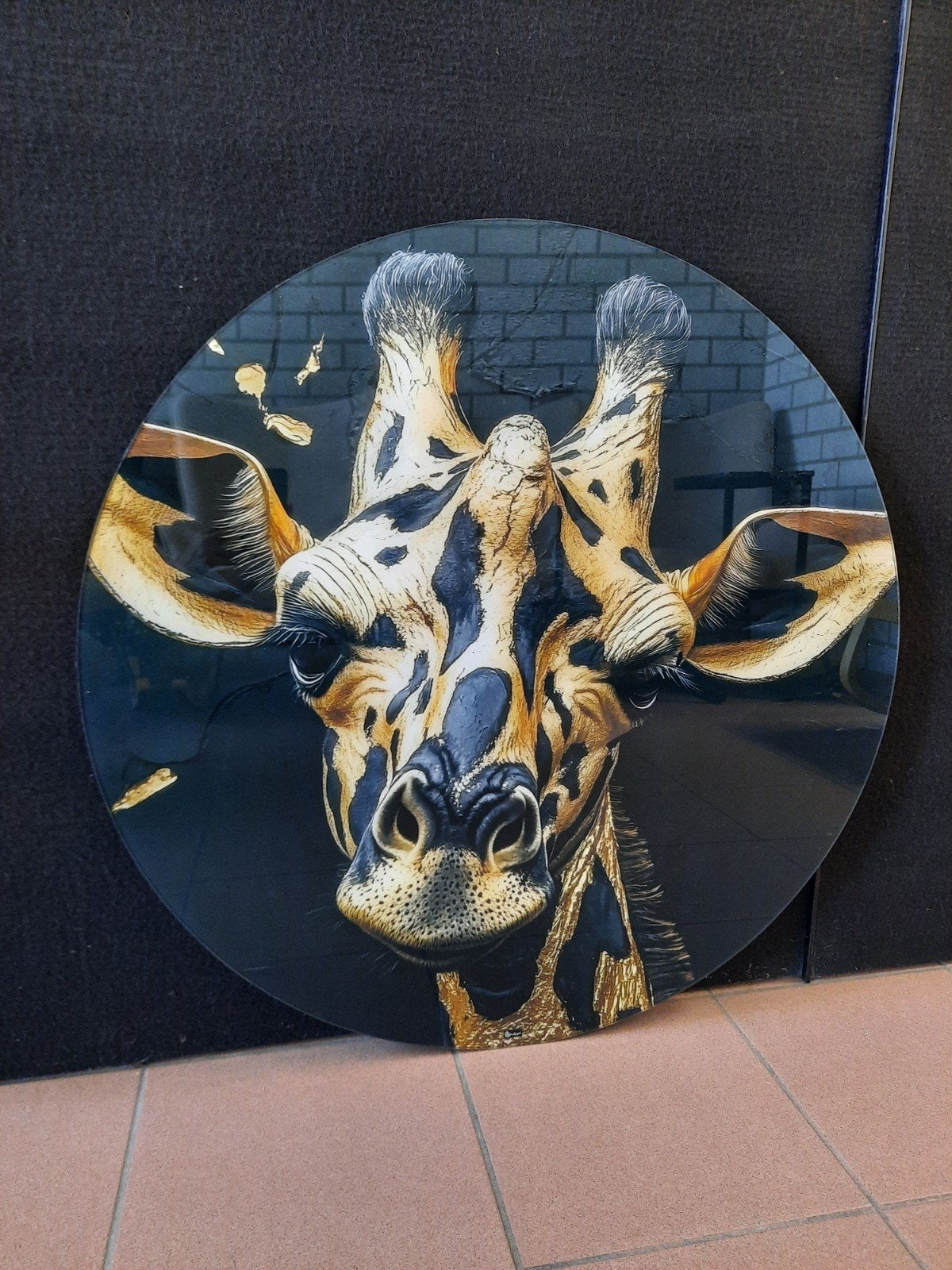 Schilderij Giraffe Rond 80 cm, Ophalen