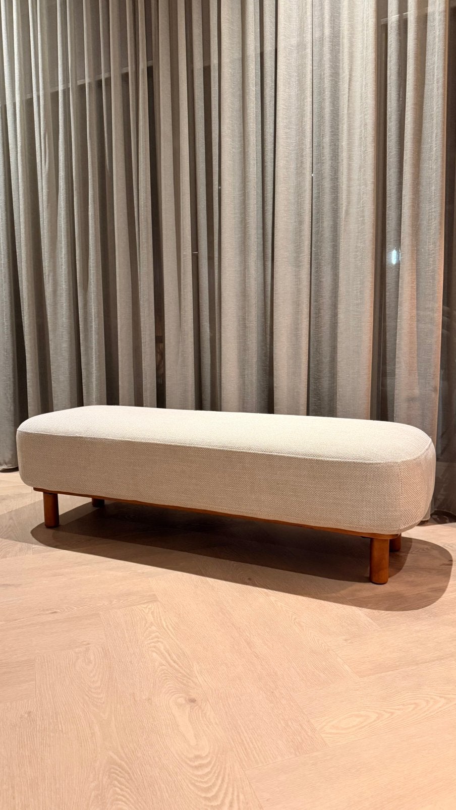 La Redoute Papoo bankje / hocker – ecru – 140 cm, Ophalen, Zo goed als nieuw, Hout
