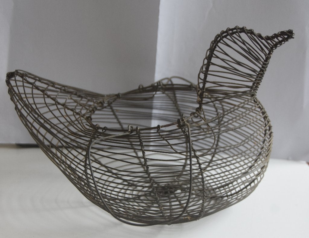 Brocante Eiermand draadmand in de vorm van een vogel, Verzenden