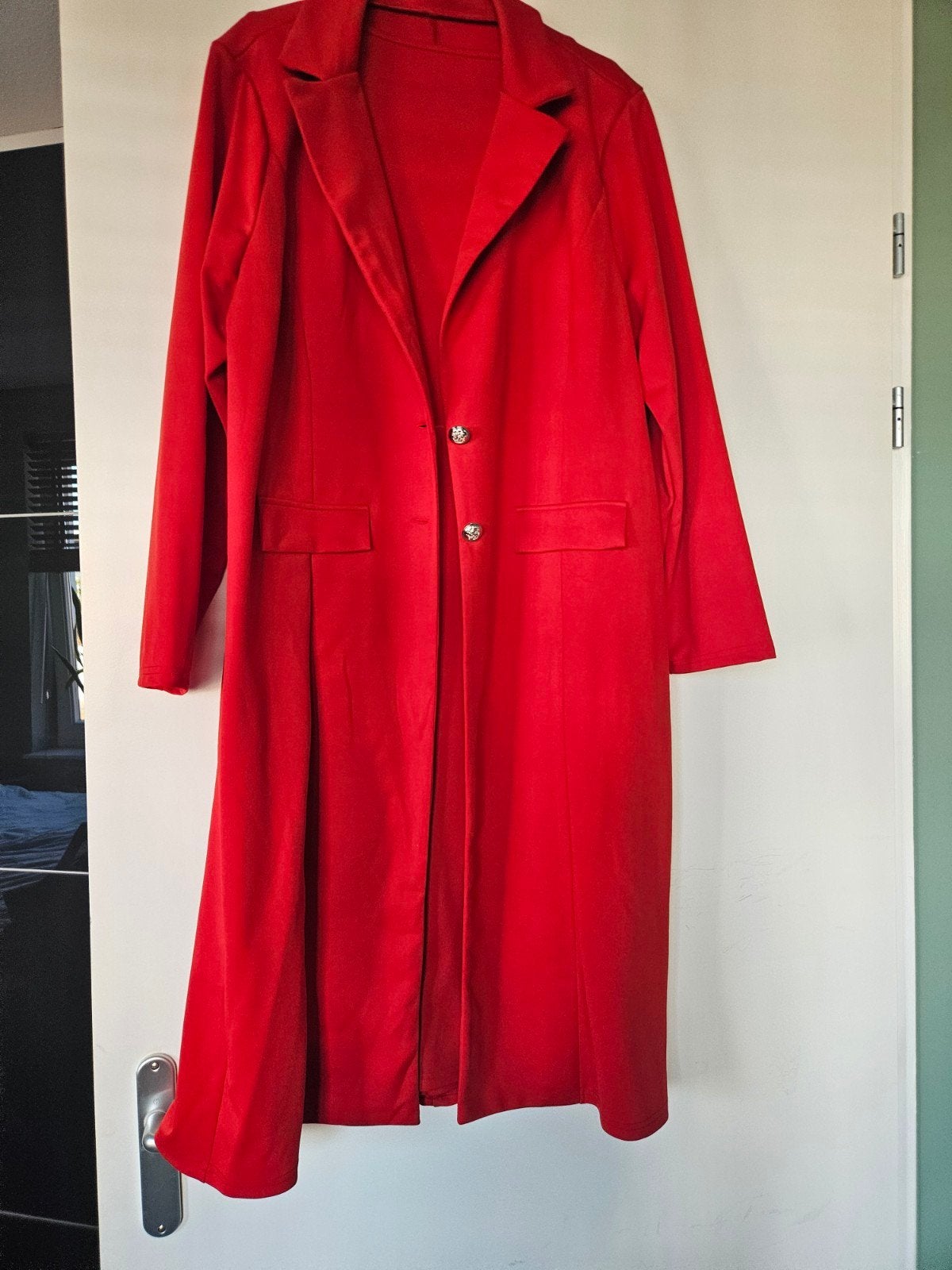 Dames Twee-delig Set Rood - Jurk en Lange Jas Maat XL, Ophalen, Zo goed als nieuw, Maat 46/48 (XL) of groter, Rood