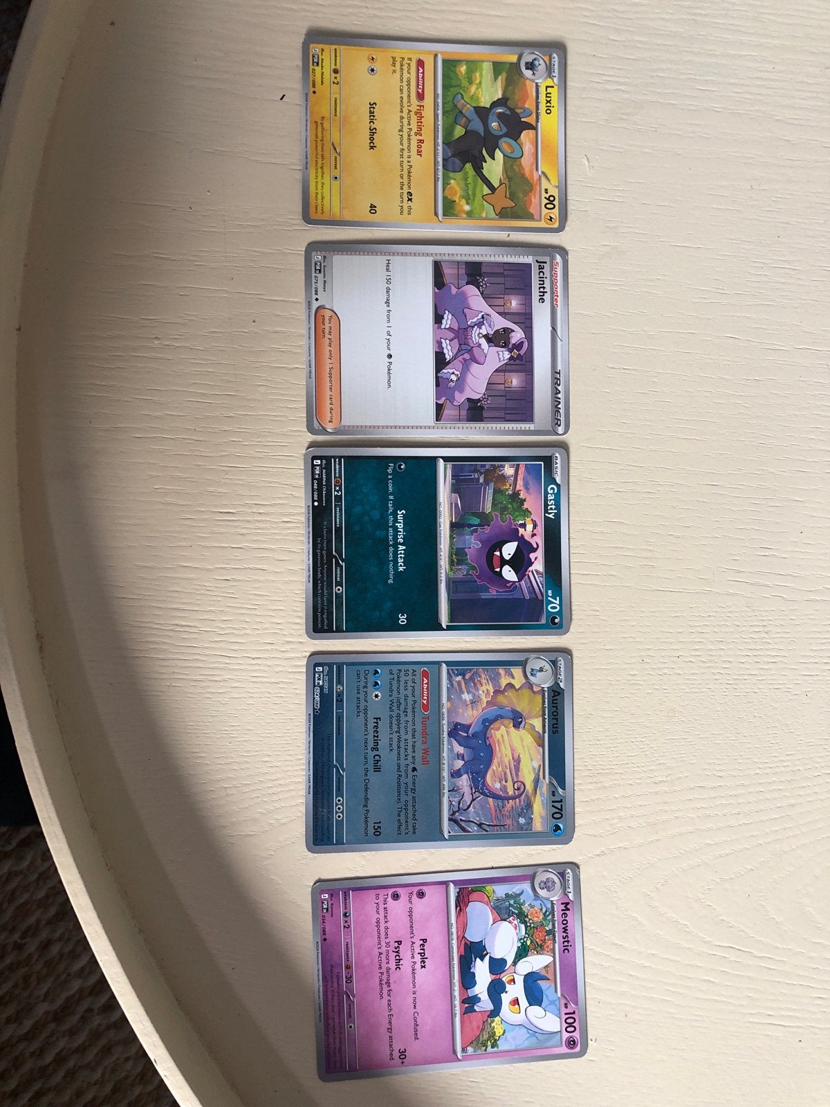 Pokémon Kaarten Set - Luxio, Jacinthe, Gastly, Aurorus, Meow, Ophalen of Verzenden, Gebruikt, Meerdere kaarten