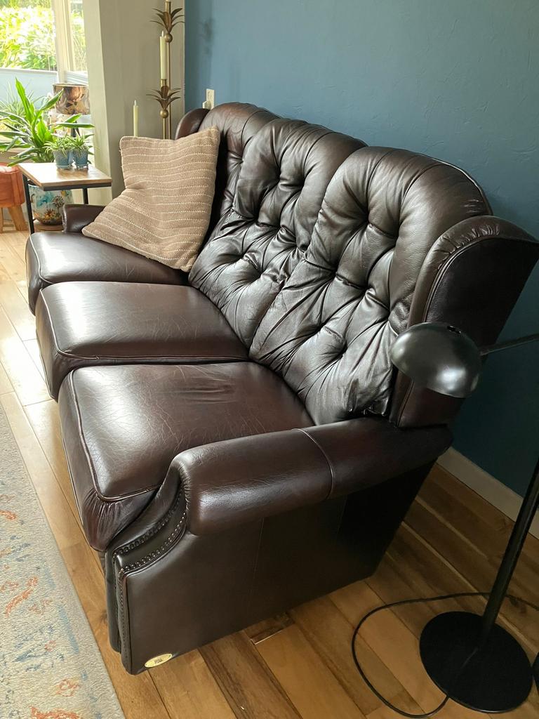 Chesterfield 3-zitsbank en fauteuil, Ophalen, Klassiek, 150 tot 200 cm, Driepersoons