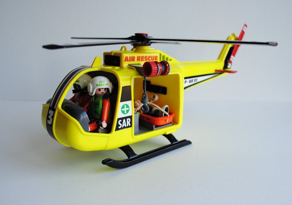 Playmobil set helikopter Air Rescue no. 3845 vintage - zgan, Ophalen of Verzenden, Zo goed als nieuw, Complete set