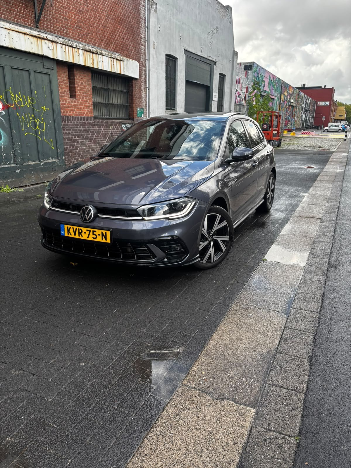 VW Polo 1.0TSI 3X R-Line Pano IQ Light Camera keyless, Stof, Euro 6, Grijs, 3 cilinders
