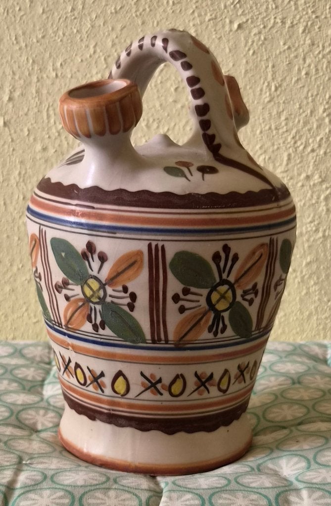 Spaanse aardewerk waterkruik (Botijo), handbeschilderd, Antiek en Kunst, Ophalen