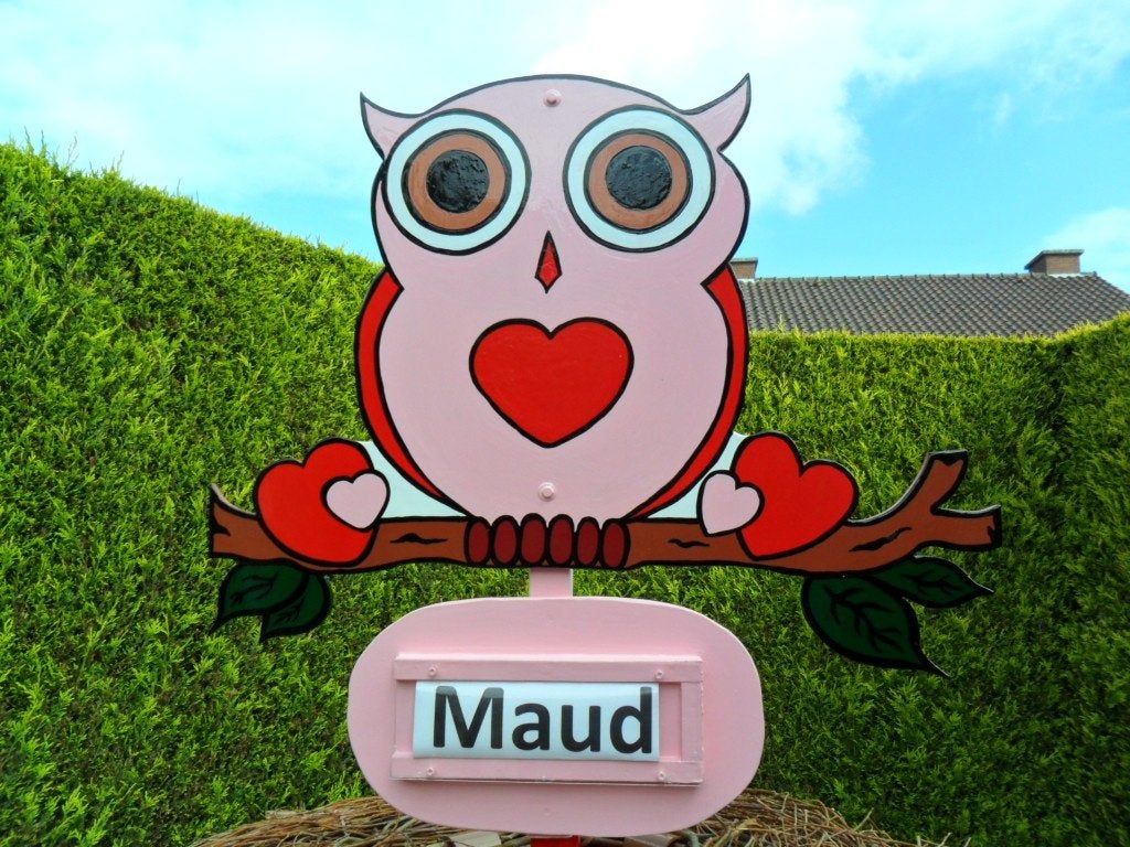 Geboorte geboorteborden geboortebord roze uil op nest., Ophalen, Nieuw, Geboortebord