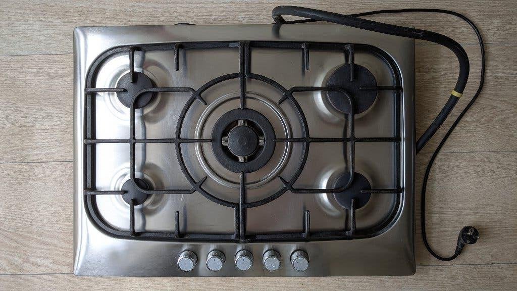 Gaskookplaat 5 pits, RVS, Bosch, inbouw, Ophalen, Gebruikt, Inbouw, Gas
