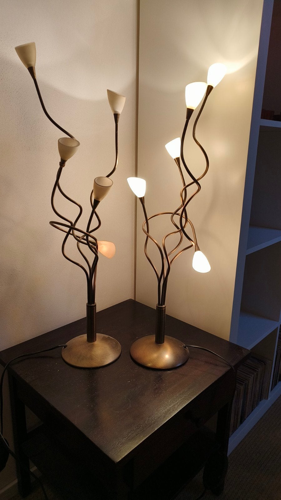 Twee design tafellampjes, dimbaar — bod welkom, Ophalen, Glas, Dimbaar