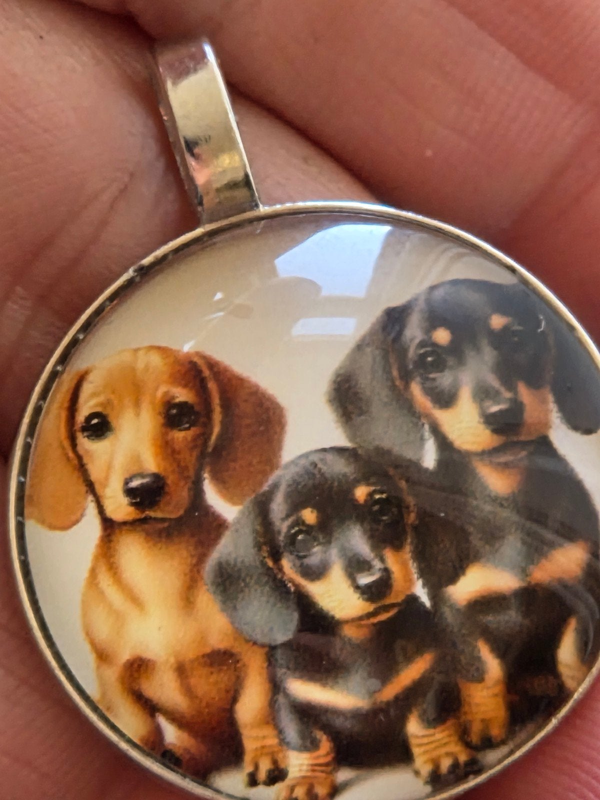 Honden hanger met teckels - Glas, Ophalen of Verzenden, Nieuw, Glas of Kristal, Dier