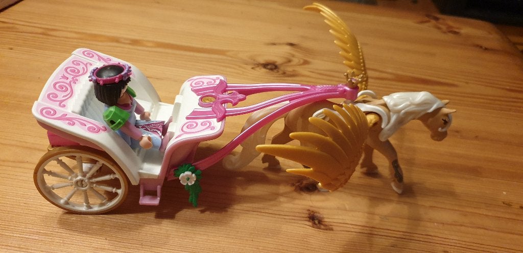 Playmobil Pegasus paard met koets 5143., Ophalen of Verzenden, Gebruikt