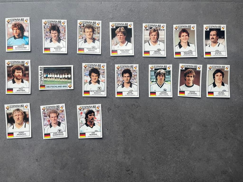 Panini World Cup Story Duitsland 1982 Compleet Team Set, Verzenden, Zo goed als nieuw, Meerdere stickers