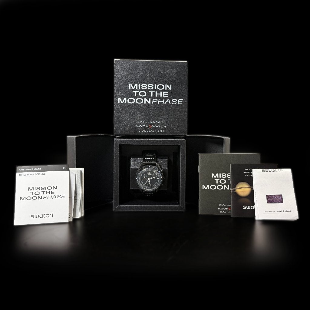 Swatch x OMEGA Mission to Moonphase New Moon Zwart SO33B700