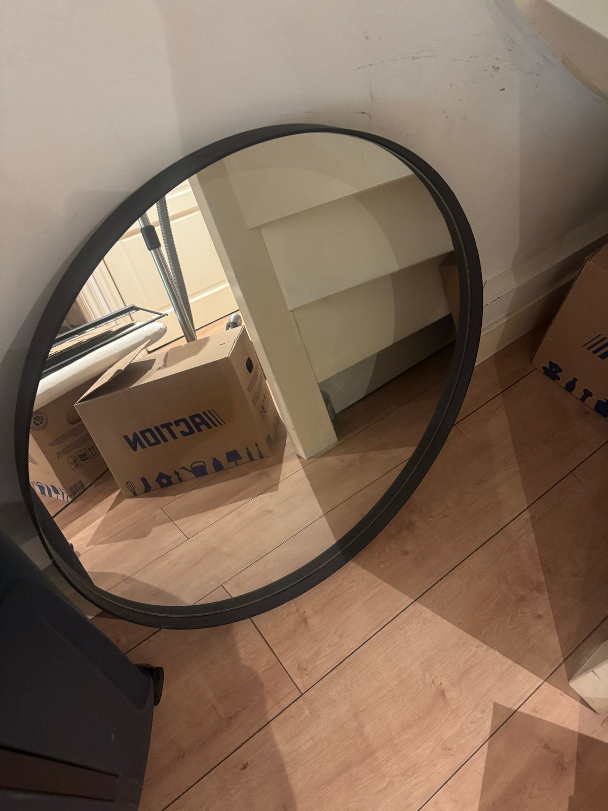 Loods 5 ronde spiegel zwart 80 cm, Huis en Inrichting, Woonaccessoires | Spiegels, Ophalen, Rond, Zo goed als nieuw, 75 tot 100 cm