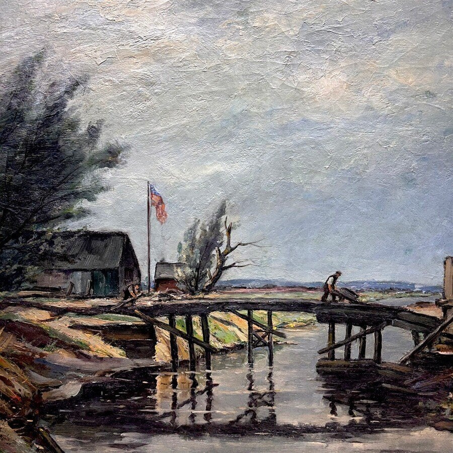 Broer de Boer (1877-1953) - Noodbrug, ca. 1945, Ophalen of Verzenden