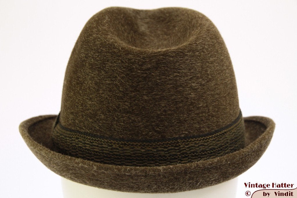 Vintage Jacht gleufhoed groen haarvilt 55 = S tot XS, Ophalen of Verzenden, Gedragen, 57 cm (M, 7⅛ inch) of minder, Hoed