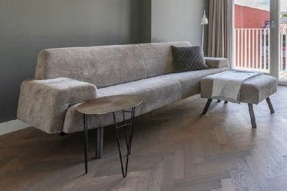 Cloak Sand designbank 2,5-zits + hocker taupe/grijs (Havee), Ophalen, 150 tot 200 cm, Driepersoons, 75 tot 100 cm