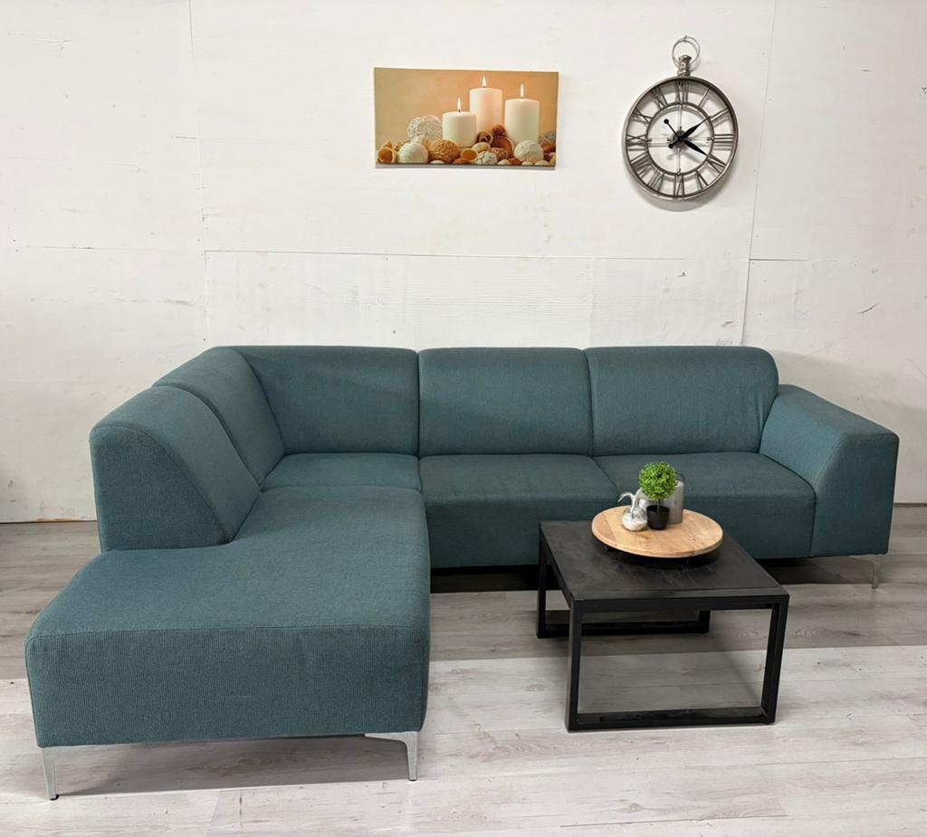 Hoekbank Turquoise - Professioneel gereinigd, 250 tot 300 cm, Hoekbank, Ophalen of Verzenden, Zo goed als nieuw