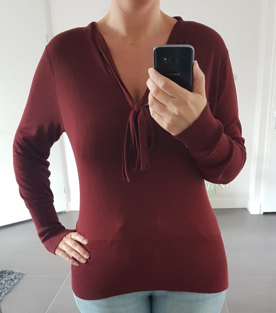 Trui Bordeaux Rood Lus Strik L Netjes, H&M, Verzenden, Maat 42/44 (L), Nieuw