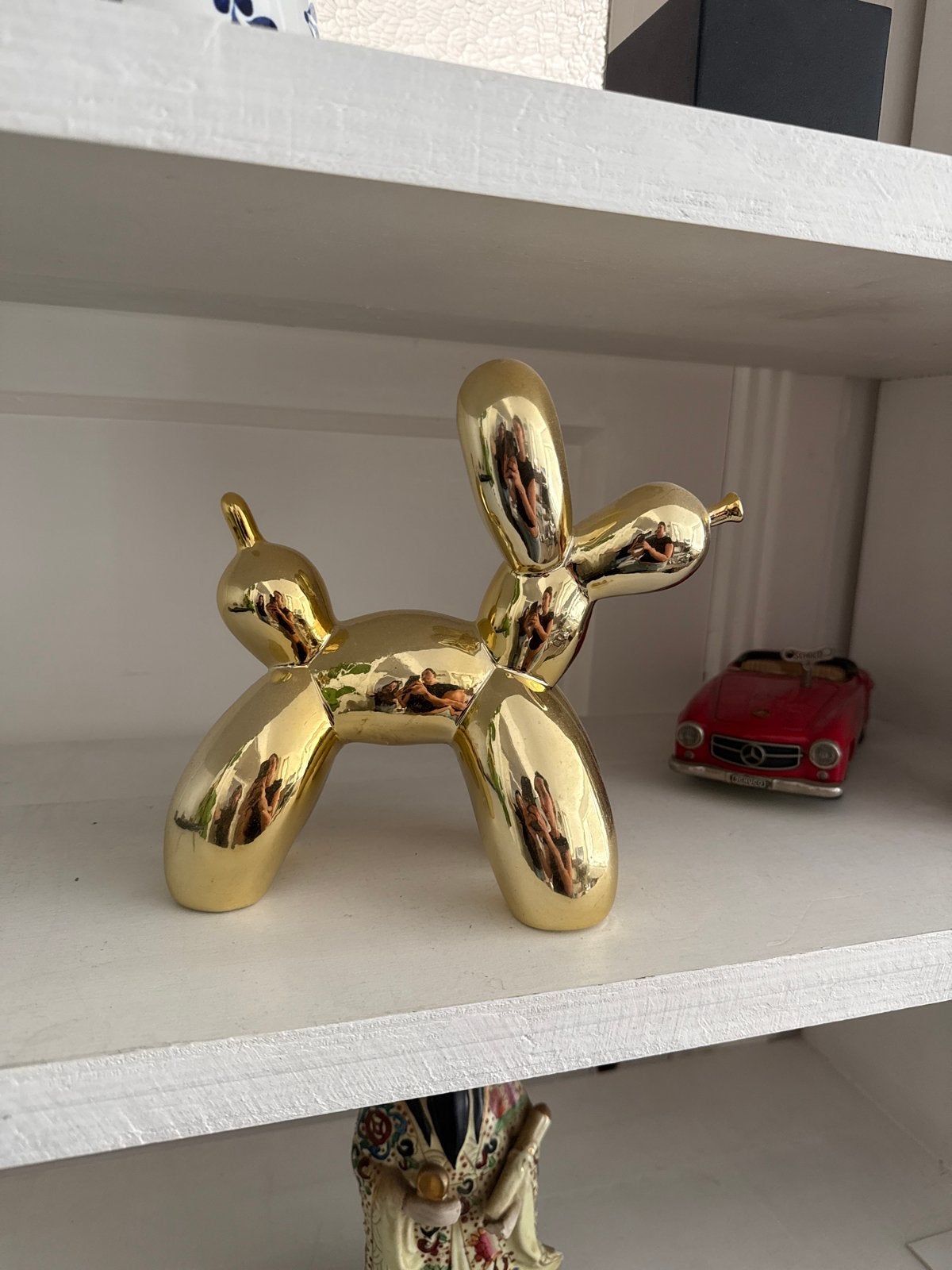 Gouden ballonhond decoratie - Jeff Koons stijl, Kunststof, Ophalen of Verzenden, Zo goed als nieuw, Goud