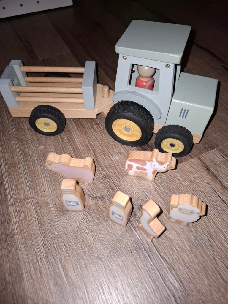 Little Dutch tractor met aanhanger, poppetje en dieren, Ophalen, Gebruikt, Duw- of Trekspeelgoed
