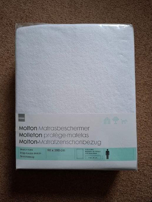 Molton matrasbeschermer NIEUW, Eenpersoons, Wit, Overige typen, Nieuw