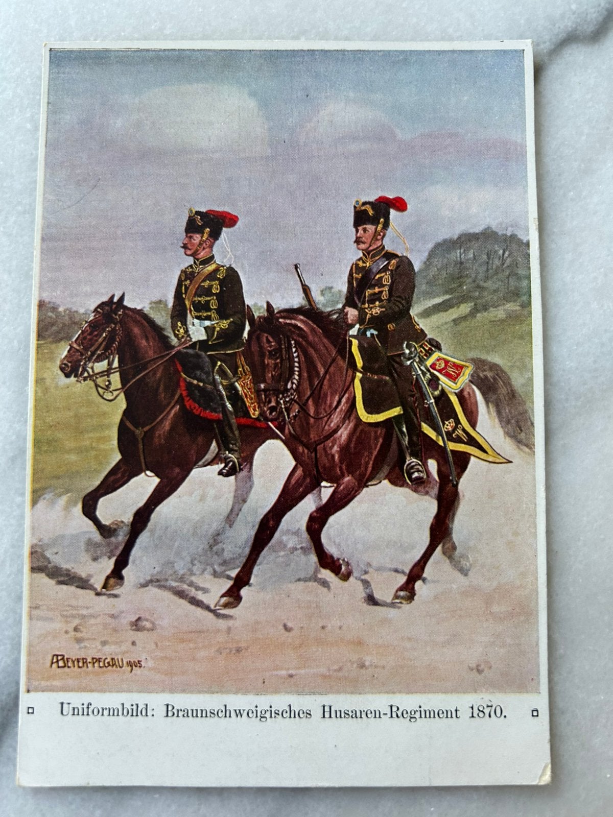 Ansichtskaart uniformbild Braunschweig Husaren 1870, Ophalen of Verzenden, Landmacht, Nederland, Foto of Poster