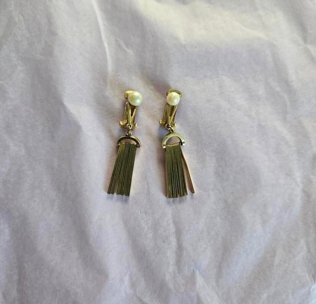 AMERIK-DOUBLE (CLIP)OORBELLEN, Sieraden, Tassen en Uiterlijk, Antieke sieraden, Ophalen of Verzenden, Goud, Oorbellen