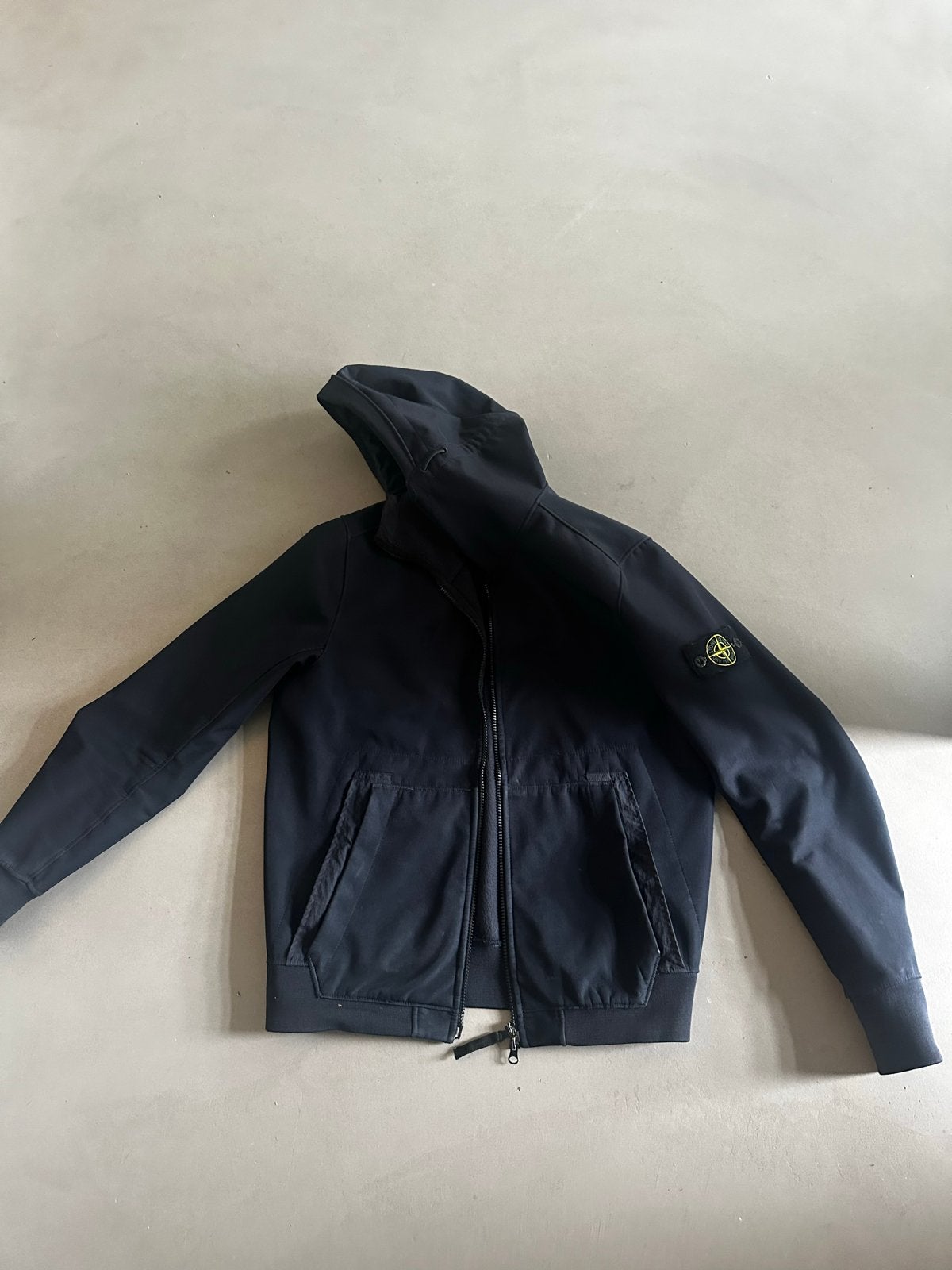 Stone Island Softshell Jas - Donkerblauw/Zwart - Maat S, Ophalen of Verzenden, Zo goed als nieuw, Maat 46 (S) of kleiner, Zwart