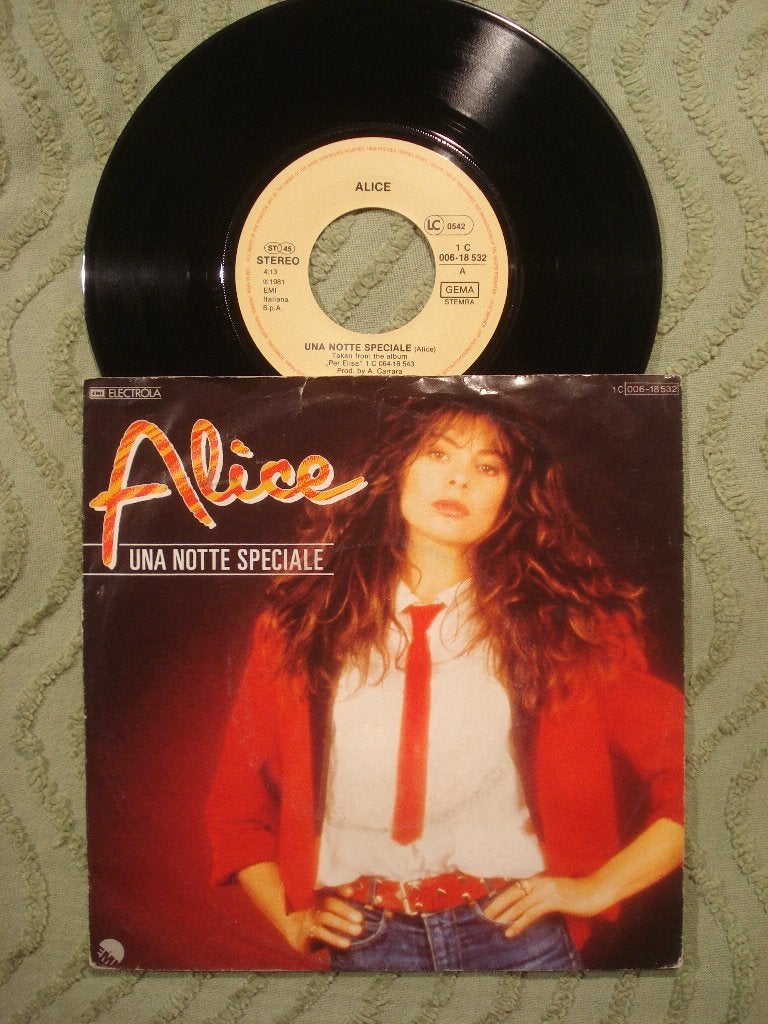 Alice 7" Vinyl Single: ‘Una notte speciale’ (Duitsland), Ophalen of Verzenden, Zo goed als nieuw, 7 inch, Pop