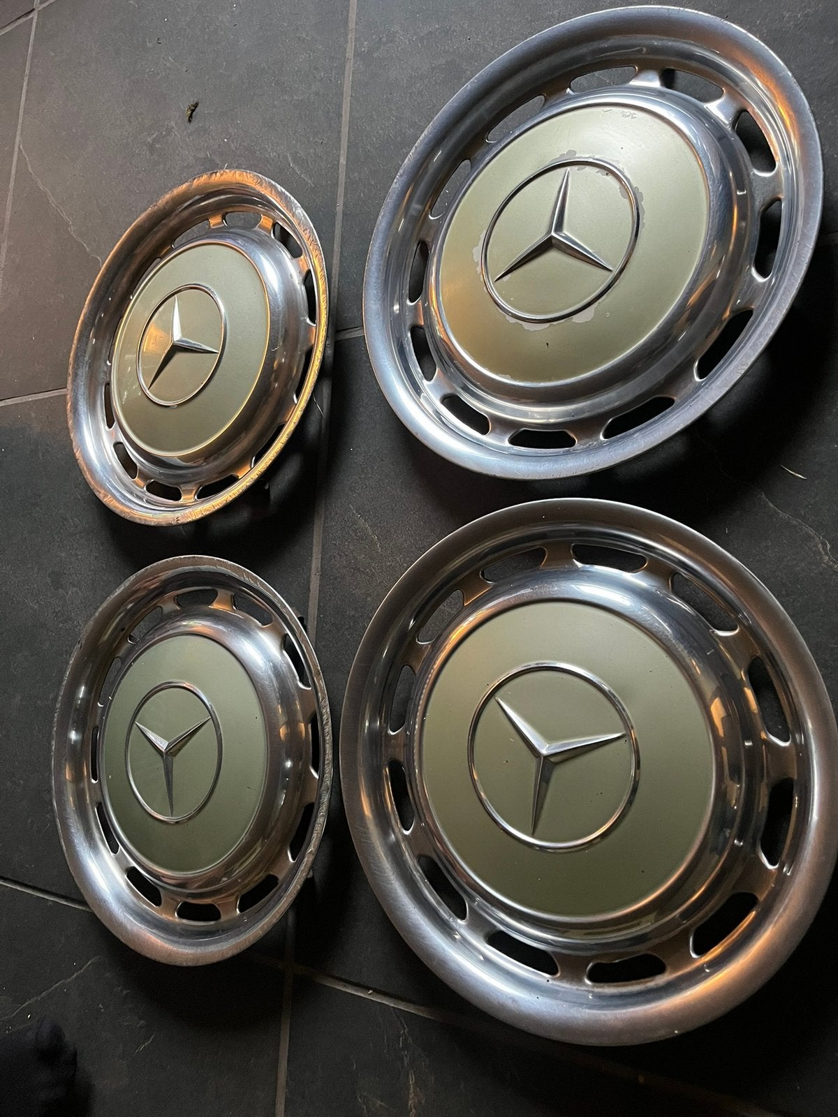 Oldtimer Mercedes wieldoppen - Set van 4, Ophalen of Verzenden, Gebruikt