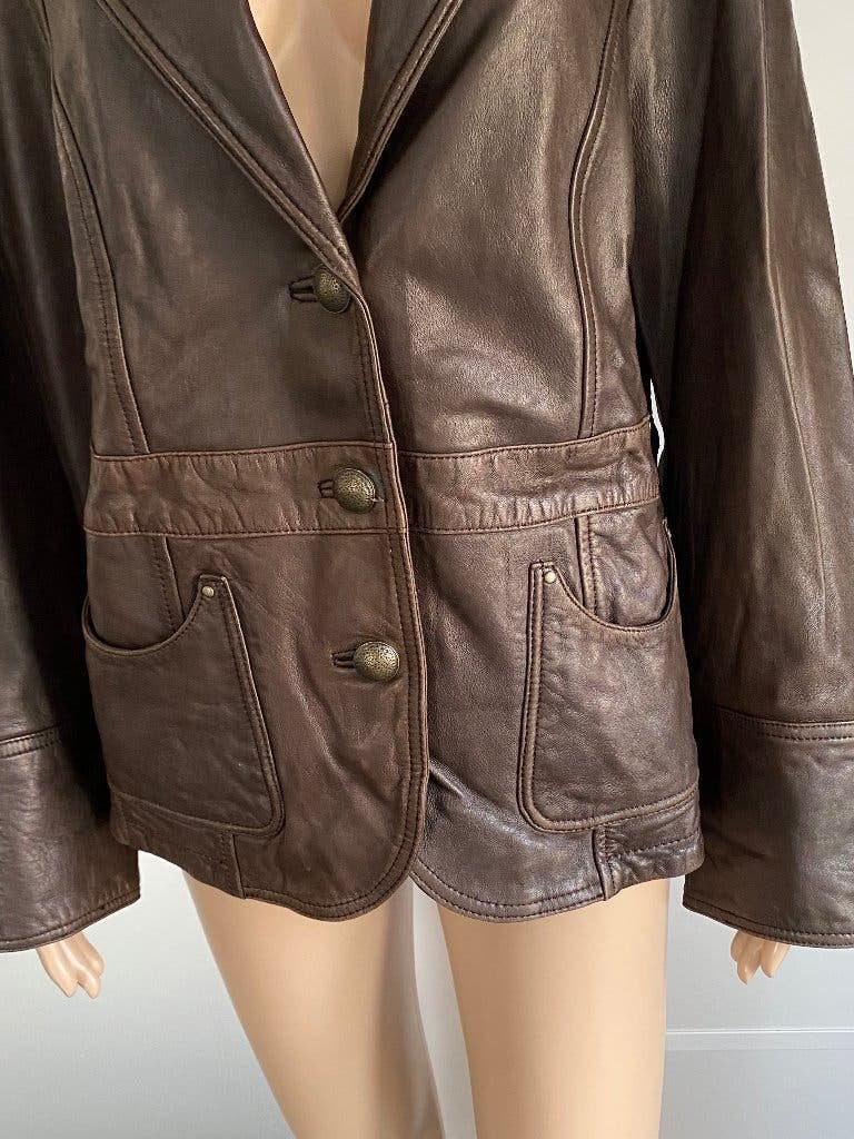 C350 Bonita mt. 42=L echt-lams-leren jasje blazer leer bruin, Kleding | Dames, Bruin, Maat 42/44 (L), Bonita, Ophalen of Verzenden