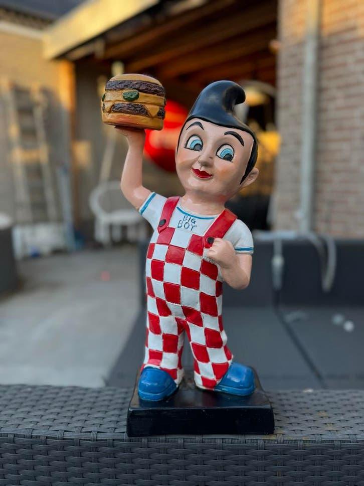 Big Boy Beeld - Vintage Stijl Hamburger Mascotte, Kunststof, Ophalen of Verzenden, 20 - 50 cm, Beeld