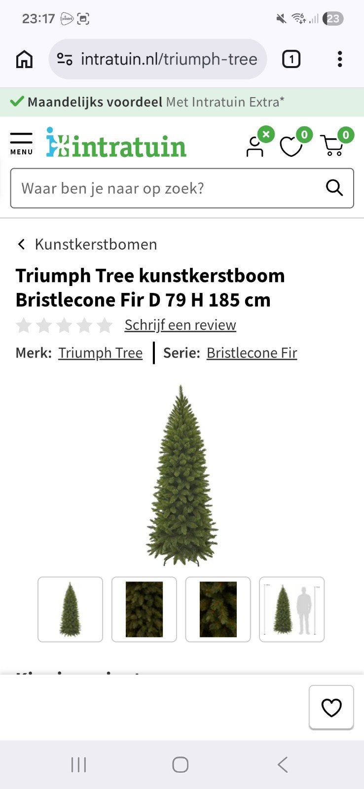 Kunstkerstboom Triump Tree Bristlecone D89 H185, Ophalen, Nieuw
