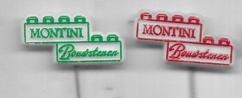 2 MONTINI BOUWSTENEN SPELDEN, Ophalen of Verzenden, Gebruikt, Merk, Speldje of Pin