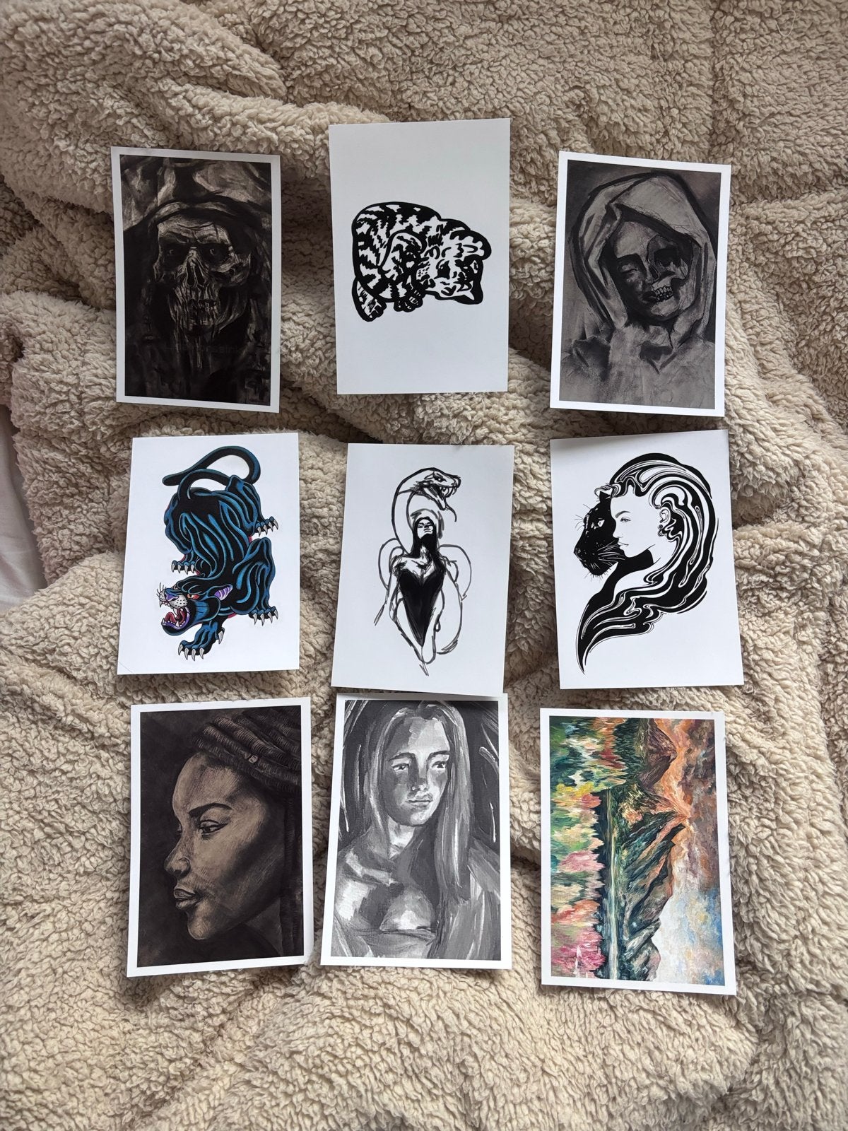 Set van 9 unieke kunstposters, Ophalen of Verzenden