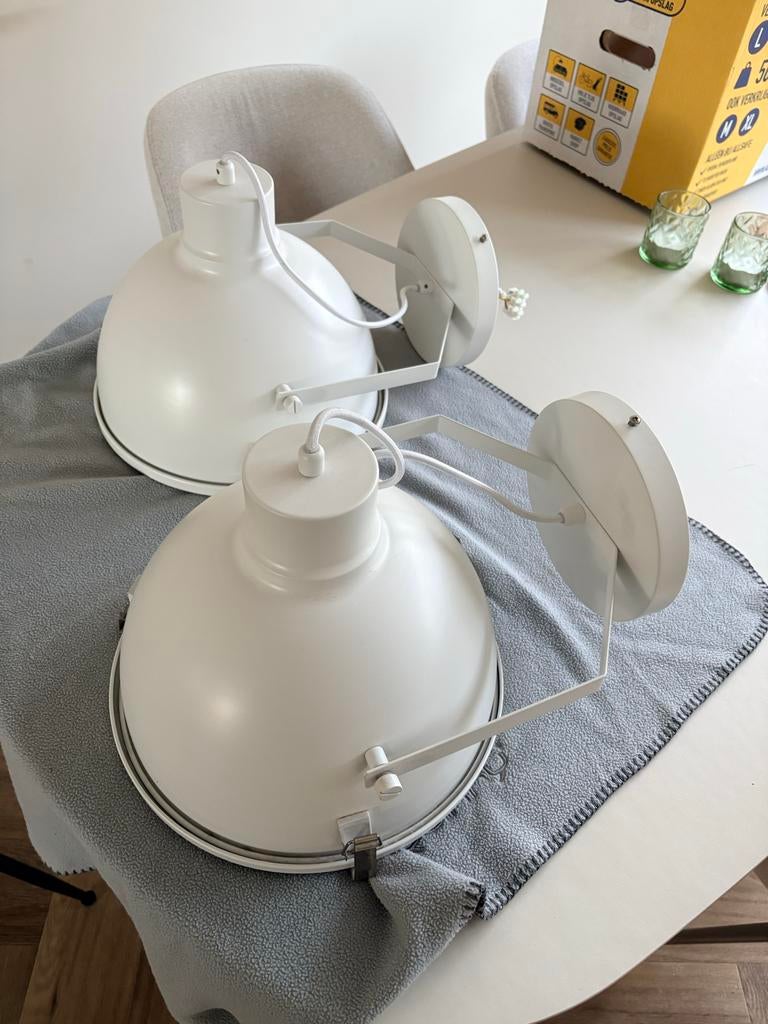 2x Plafondlamp Magnus wit - Industrieel design, draaibaar, Ophalen, Zo goed als nieuw, Metaal