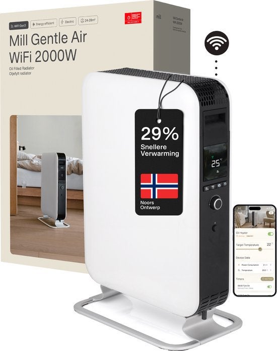 Mill OIL2000WIFI3 - WiFi-geïntegreerde design olieradiator, Ophalen, 30 tot 80 cm, Radiator, Nieuw