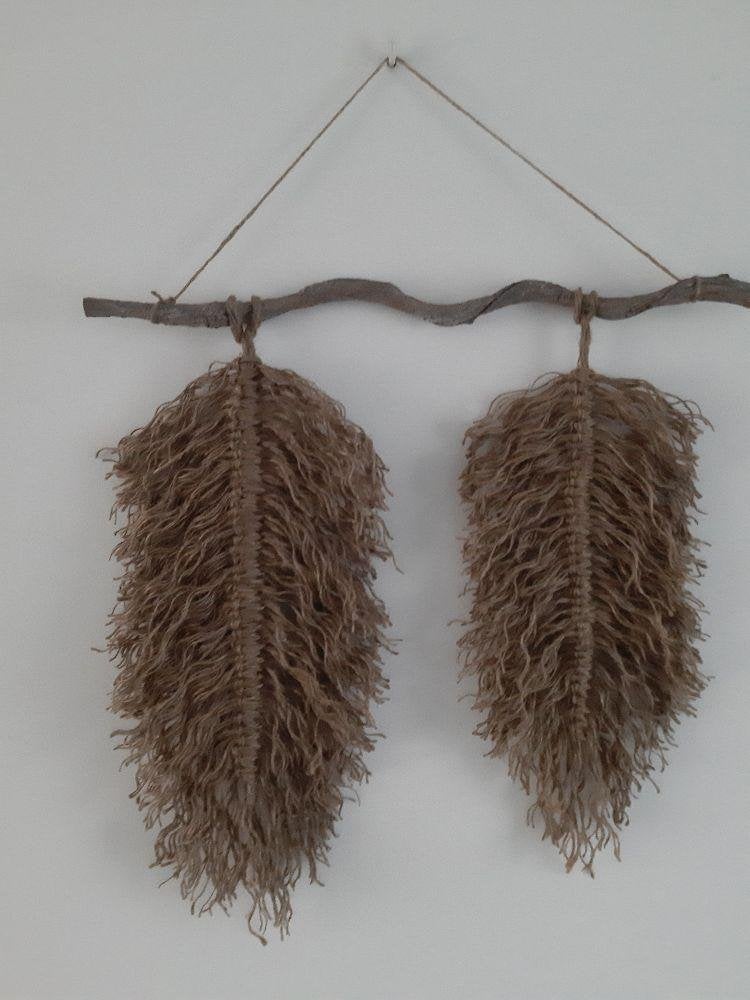 wandhanger met jute veren, Huis en Inrichting, Textiel, Ophalen of Verzenden, Zo goed als nieuw, Bruin
