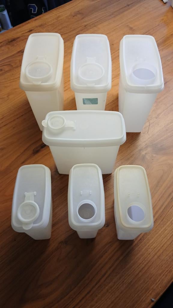 Set van 7 Tupperware voorraadbakken, Ophalen of Verzenden, Gebruikt, Wit, Bus of Trommel