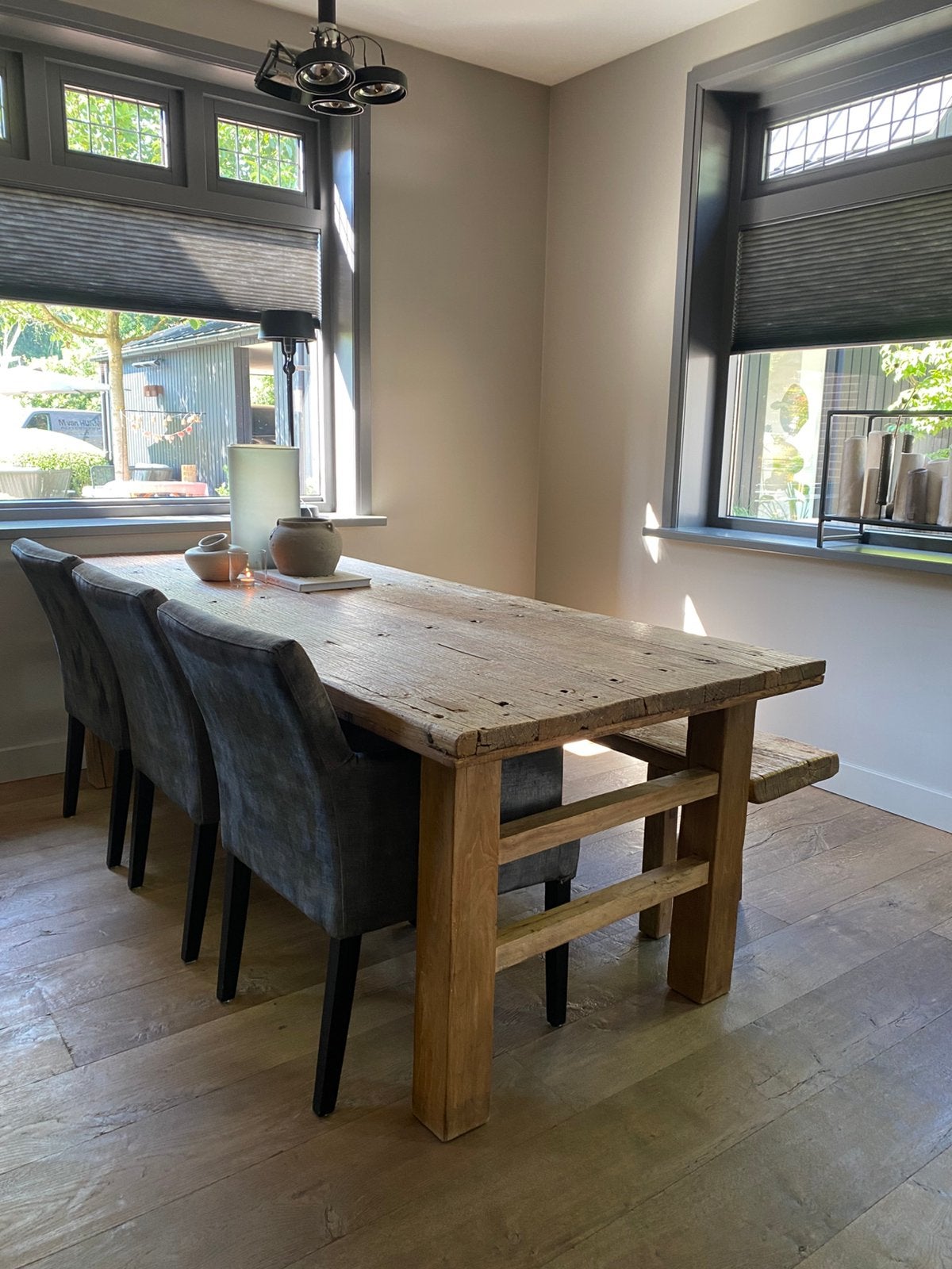 Landelijke eettafel voor in een sober en stoer interieur, Ophalen, 200 cm of meer, 50 tot 100 cm, Zo goed als nieuw