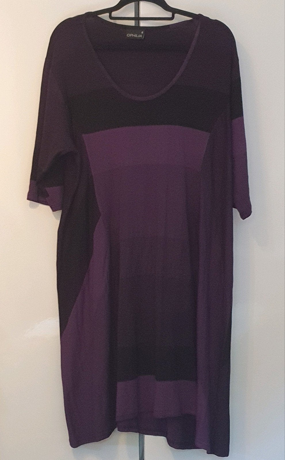 Ophilia tuniek/jurk met 3/4 mouw, paars/zwart, zgan, Ophalen of Verzenden