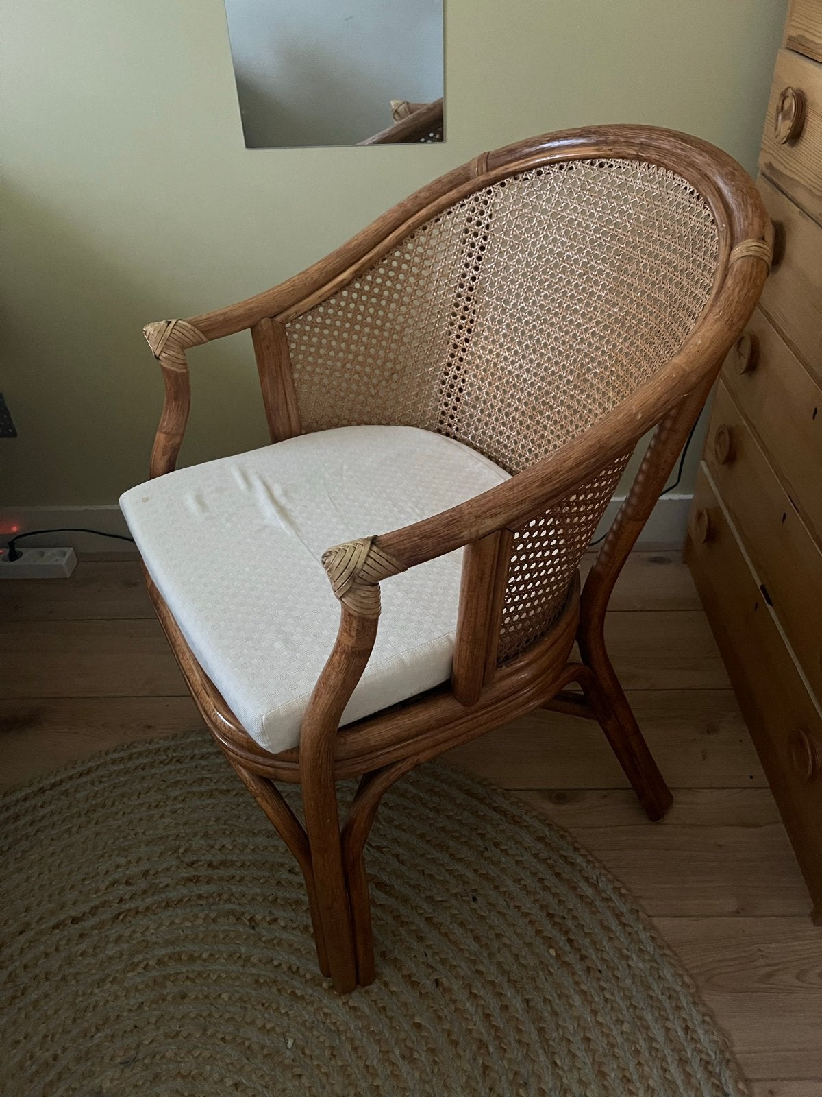 Rotan stoel met kussen, Antiek en Kunst, Ophalen