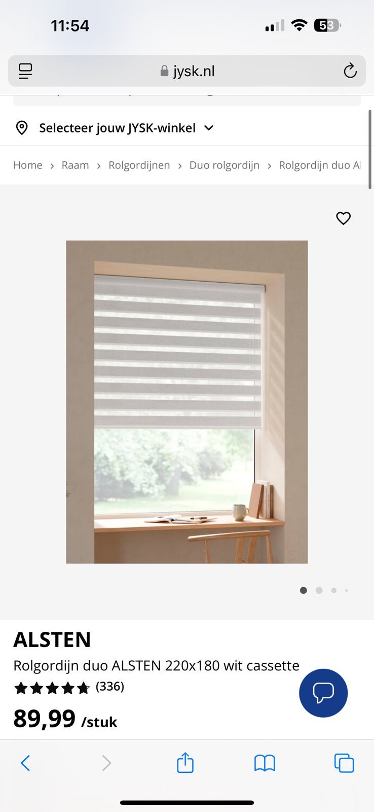Jysk alsten gordijn 220 x 180, Ophalen of Verzenden, Zo goed als nieuw, Gordijn