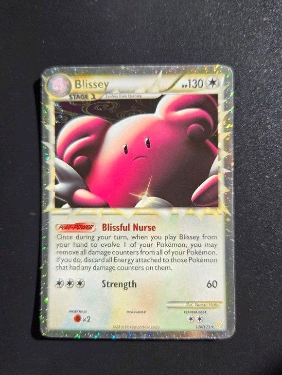 Blissey 106 Pokemon Heart Gold Soul Silver prime, Ophalen of Verzenden, Zo goed als nieuw, Booster, Foil