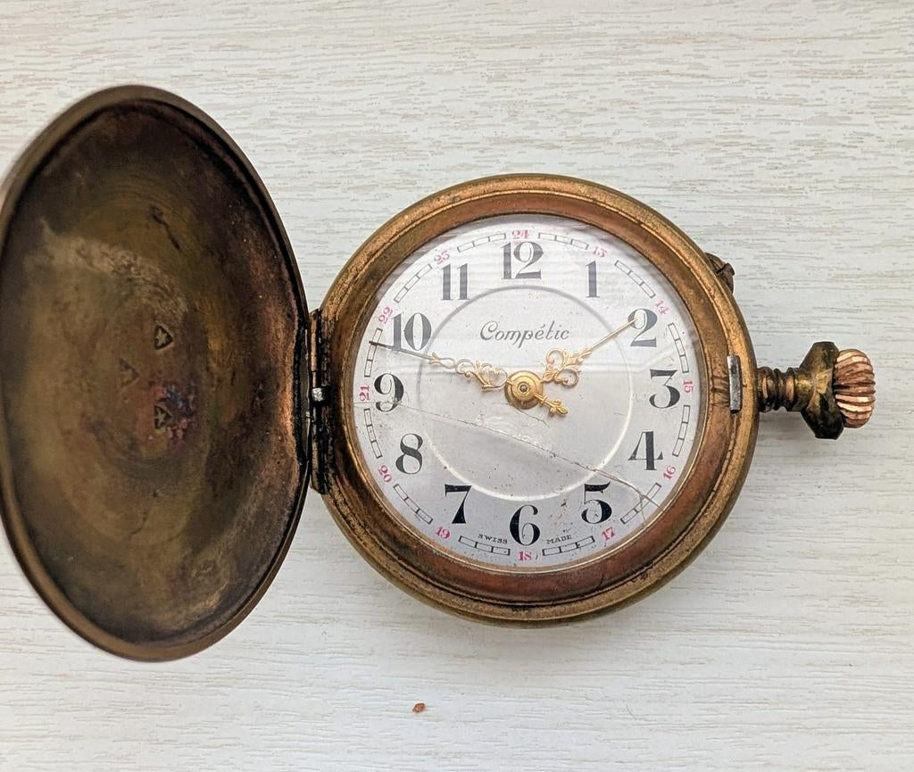 Antiek Competie zakhorloge - Remontoir Ancre de Precision, Ophalen of Verzenden, Koper, Overige typen