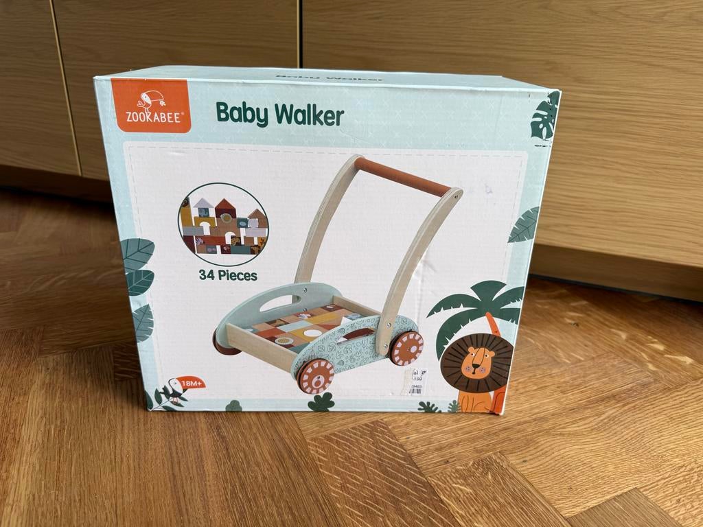 Zookabee Baby Walker - Houten Loopwagen met Blokken, Ophalen, Nieuw, Overige typen