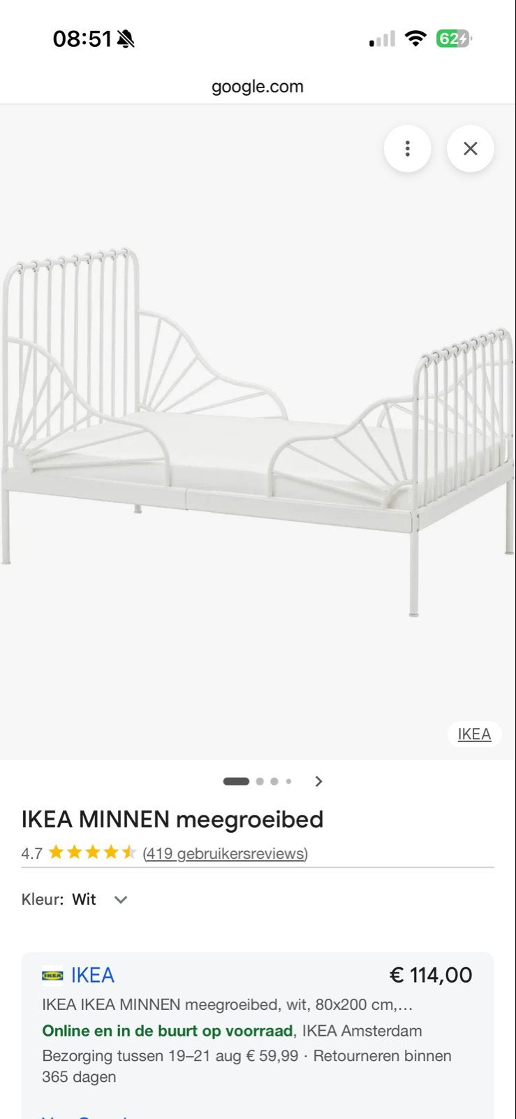 IKEA meegroeibed wit 80x200 cm, Kinderen en Baby's, Ophalen, Gebruikt, 70 tot 85 cm, Matras