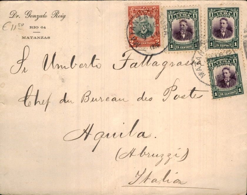 Cuba - Italië - Luchtpost - 1910, Verzenden, Envelop