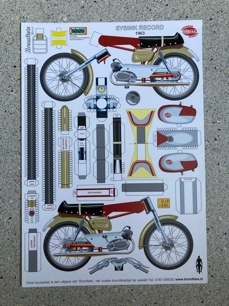 Bouwplaat Eysink Record 1963 uitgave BROMFIETS, Fietsen en Brommers, Verzenden