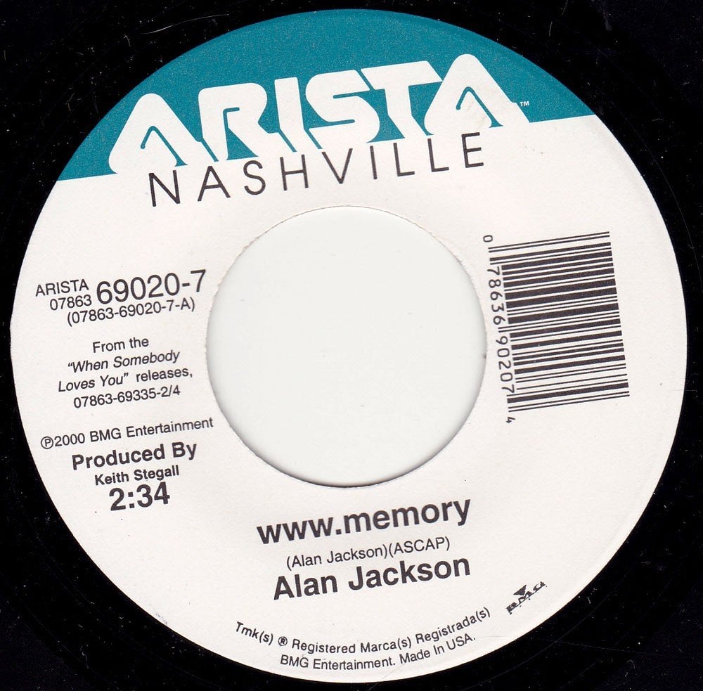 Alan Jackson - memory 7", Ophalen of Verzenden, Zo goed als nieuw, 7 inch, Country en Western